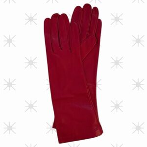 Saks Fifth Avenue NWT vintage Scarlett Red Leather Gloves Size 6 1/2 Y2K